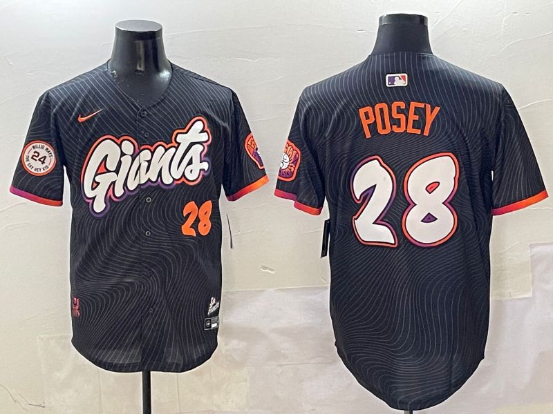 Men San Francisco Giants #28 Posey Black Second generation Joint Name Nike 2025 MLB Jersey style 11->san francisco giants->MLB Jersey